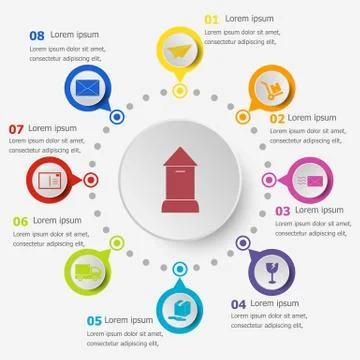 Infographic template with post icons Stock Illustration