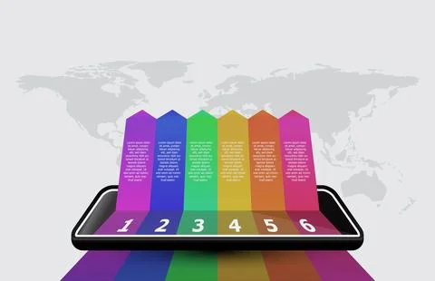 Infographic template of process step with mobile tablet phone, presentation.. Stock Illustration