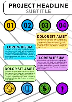 Infographic template, project vizualization, abstract vector with icons and c Stock Illustration