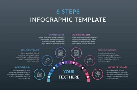 Infographic Template with Six Elements Stockillustratie
