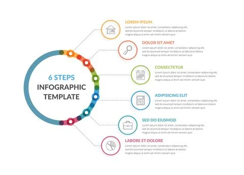 Infographic Template with Six Elements Stock Illustration
