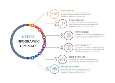 Infographic Template with Six Elements Stockillustratie