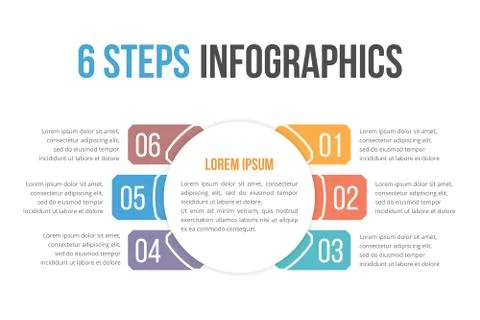 Infographic Template with Six Steps 스톡 일러스트