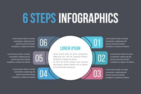 Infographic Template with Six Steps Stock Illustration