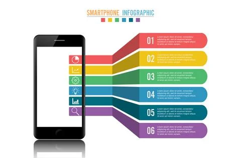 Infographic template with smartphone. Vector illustration. Can be used for .. Stock Illustration
