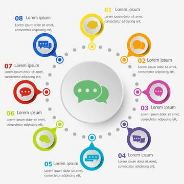 Infographic template with speech bubble icons Stock Illustration
