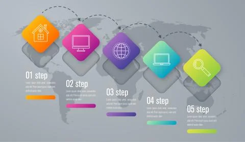 Infographic template of square elements Stock Illustration