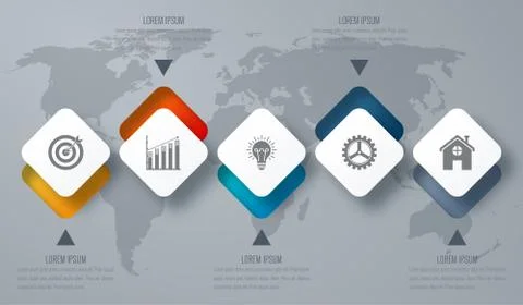 Infographic template of square elements Stock Illustration