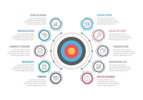 Infographic Template with Target 스톡 일러스트