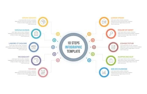 Infographic Template with Ten Steps Stock Illustration