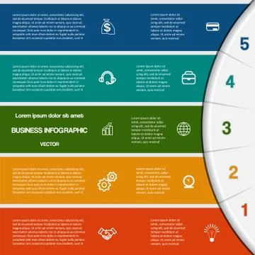 Infographic template with text areas on five positions Stock Illustration