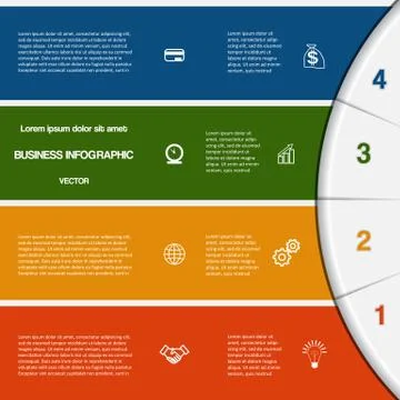 Infographic template with text areas on four positions Stock Illustration