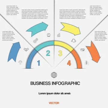 Infographic  template with text areas on four positions Stock Illustration