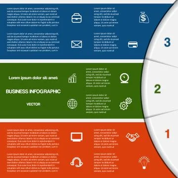 Infographic template with text areas on three positions Stock Illustration