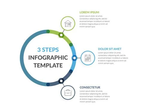 Infographic Template with Three Elements Stock Illustration
