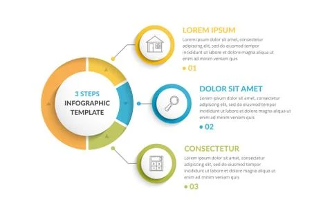 Infographic Template with Three Steps 스톡 일러스트