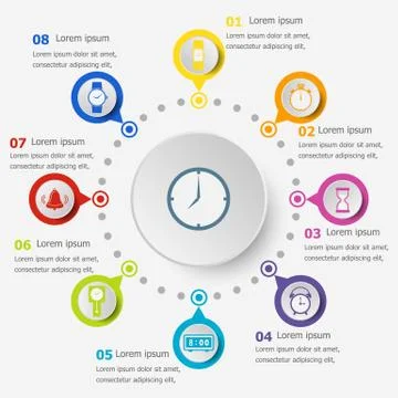 Infographic template with time icons Stock-Illustration