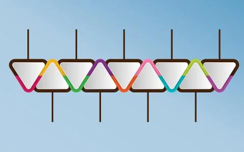 Infographic template of triangular elements. Business concept with 9 options, Stock Illustration