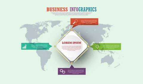 Infographic template with visual icons. 4 steps for modeling a business, Fina Stock Illustration