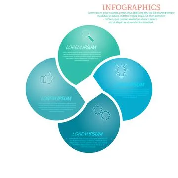 Infographic template with visual icons. 4 stages of business, training, marke Stock Illustration