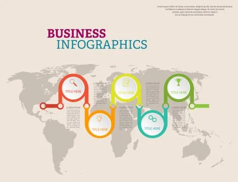 Infographic template with visual icons. 5 stages of business, training, marke Stock Illustration