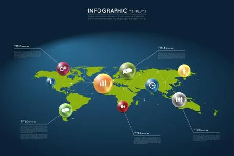 Infographic template with world map Stock Illustration