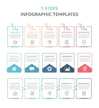 Infographic Templates with Five Steps 스톡 일러스트