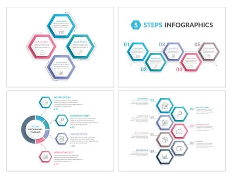 Infographic Templates with Hexagons Stock Illustration