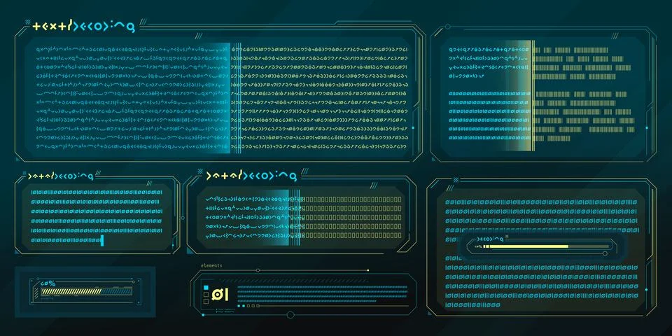 Infographic text vector elements for sci-fi interface. Illustrazione stock