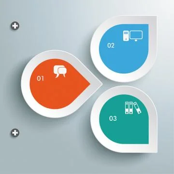 Infographic three colored drops piad Stock Illustration