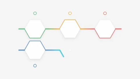 Infographic timeline with 6 hexagonal steps animation. 4K Stock Footage 344708628