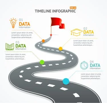 Infographic Timeline and Road with Pointer. Vector Stockillustratie