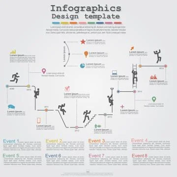 Infographic timeline elements with icons. Vector Stock Illustration