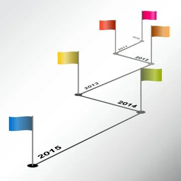 Infographic timeline report with colored flags Stock Illustration