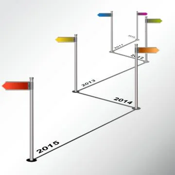 Infographic timeline report with colored guideposts Stock Illustration