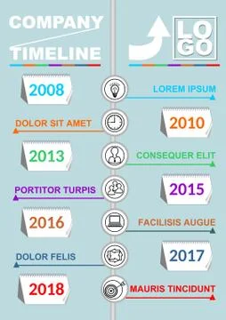 Infographic timeline template, abstract vector with seven calendar elements Stock Illustration