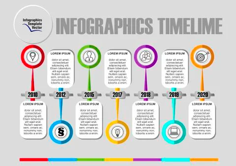 Infographic timeline visualization template, abstract vector with icons and c Stock Illustration