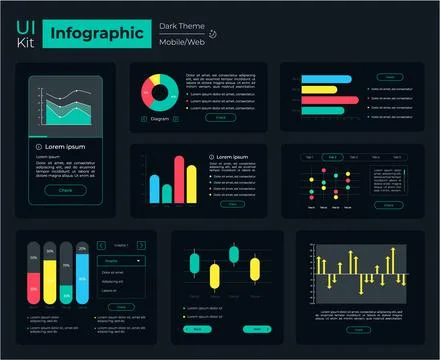 Infographic tools UI elements kit Illustrazione stock