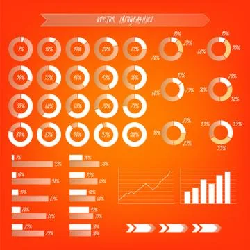 Infographic transparent vector. Orange, white and brown gradient pie, graph c イラスト素材