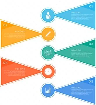 Infographic triangle heading work step business planning color bright Stock Illustration