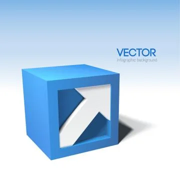Infographic vector 3D cube with arrow Illustrazione stock