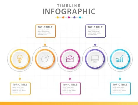 Infographic vector 5 Steps Modern timeline diagram with circles. Illustration