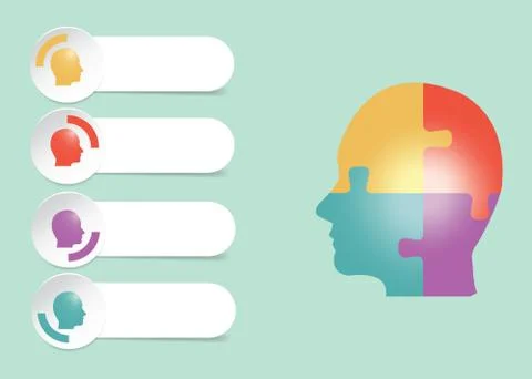 Infographic vector with puzzle head divided into four sections Stock Illustration