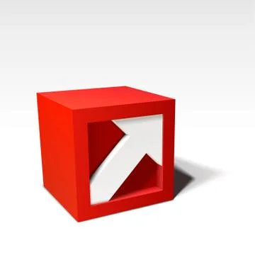 Infographic vector red 3D cube with arrow Stock Illustration