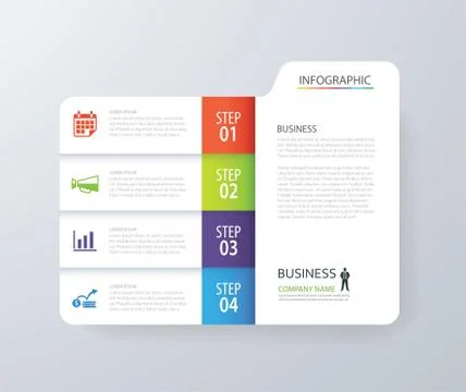 Infographic vertical 4 tab index design vector and marketing template busin.. Stock Illustration