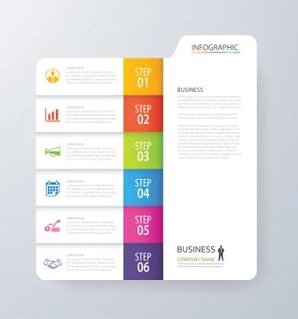 Infographic vertical 6 tab index design vector and marketing template busin.. Stock Illustration
