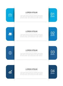 Infographic vertical banner template with 4 steps process diagram for busin.. Illustrazione stock