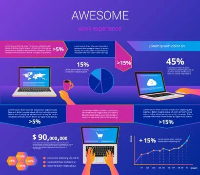 Infographic visualization of laptop usability 스톡 일러스트