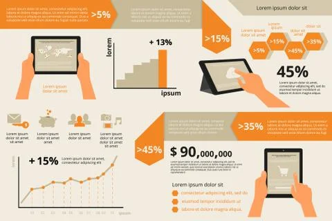 Infographic visualization of usability tablet pc Illustrazione stock