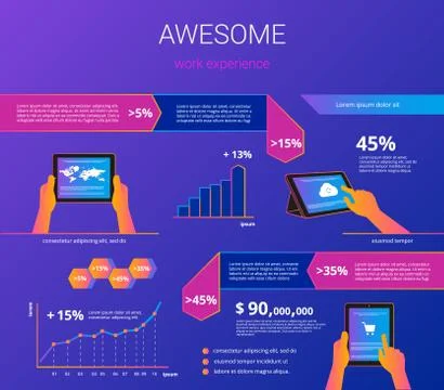 Infographic visualization of usability tablet pc Illustrazione stock